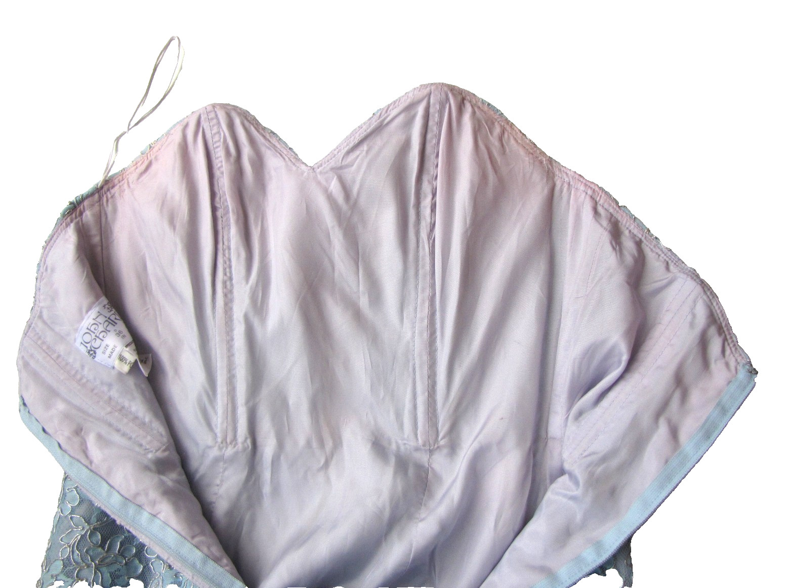 Vtg 80s John Charles Tulle Ball Gown / Cocktail Dress Strapless Baby Blue UK 10