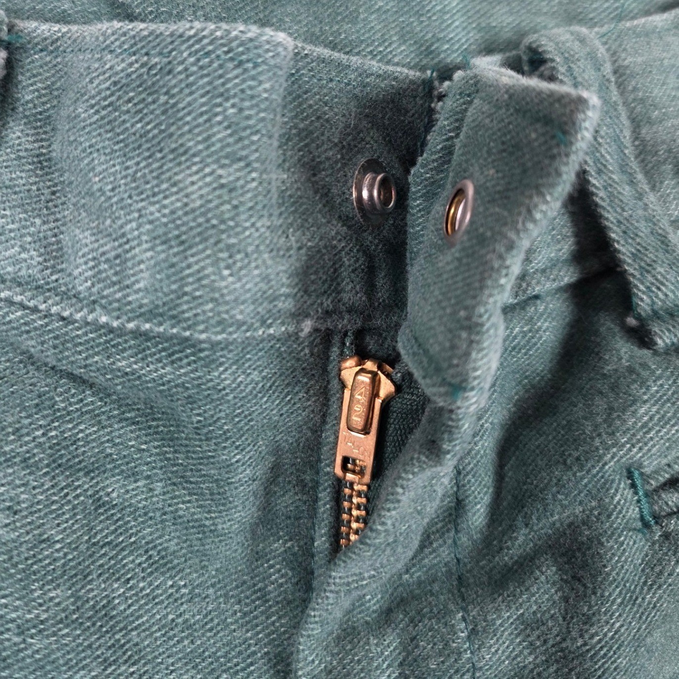Vintage 70s Parkhouse Juniors Green Cotton Flare Leg Bell Bottom Pants 30×30