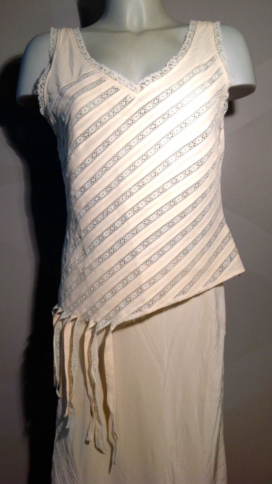 VINTAGE Pure Natural Silk Lace Cocktail Evening Dress Size 34-36