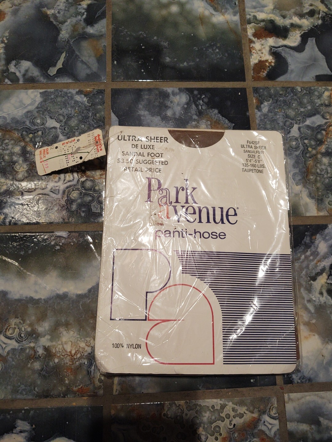Vintage Park Avenue Ultra Sheer Taupetone Panti-hose Size C Sandalfoot New