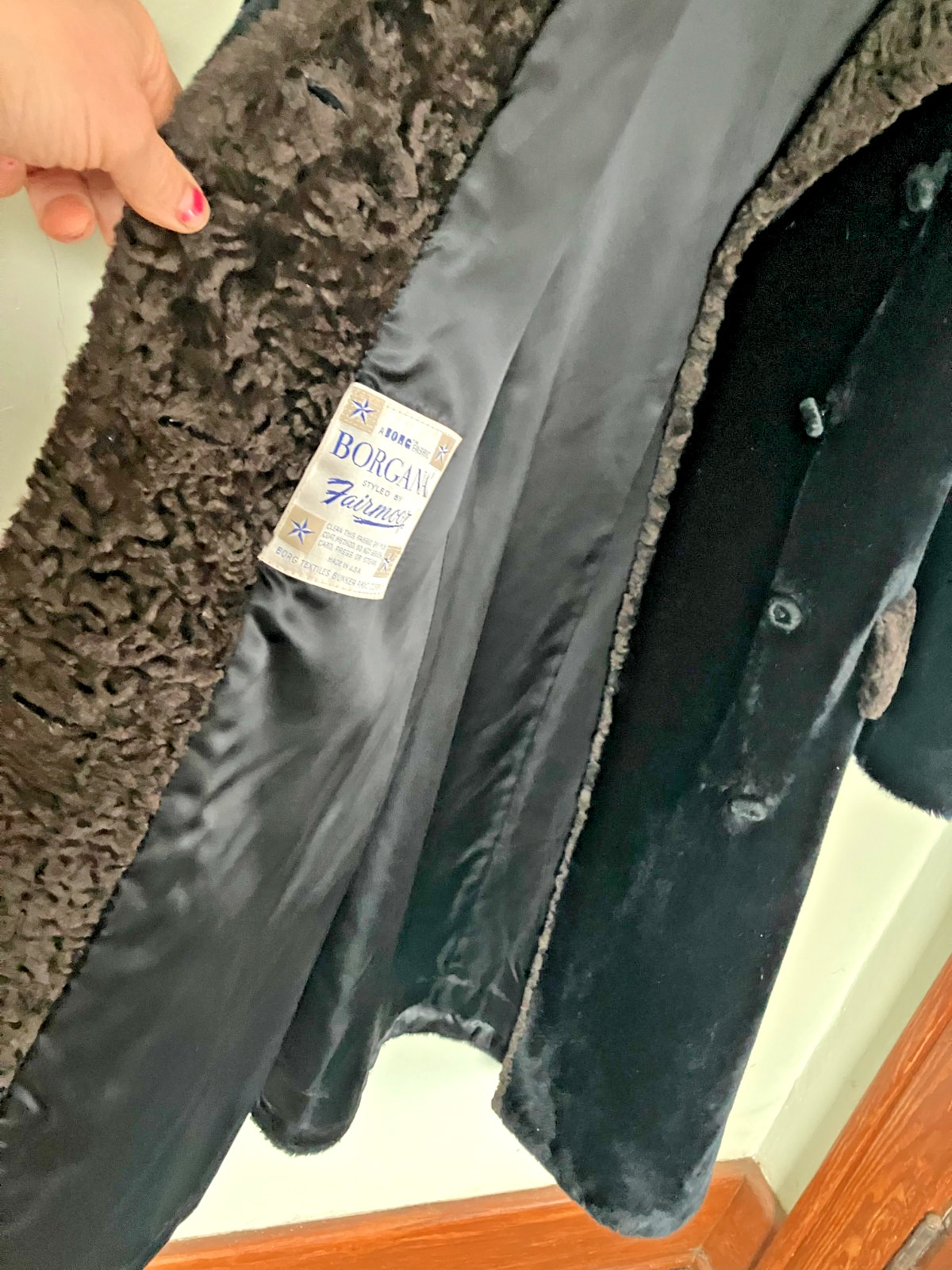 Faux Fur Trench Coat Sz M Vintage 60s Dark Brown Borgana Long Winter Jacket