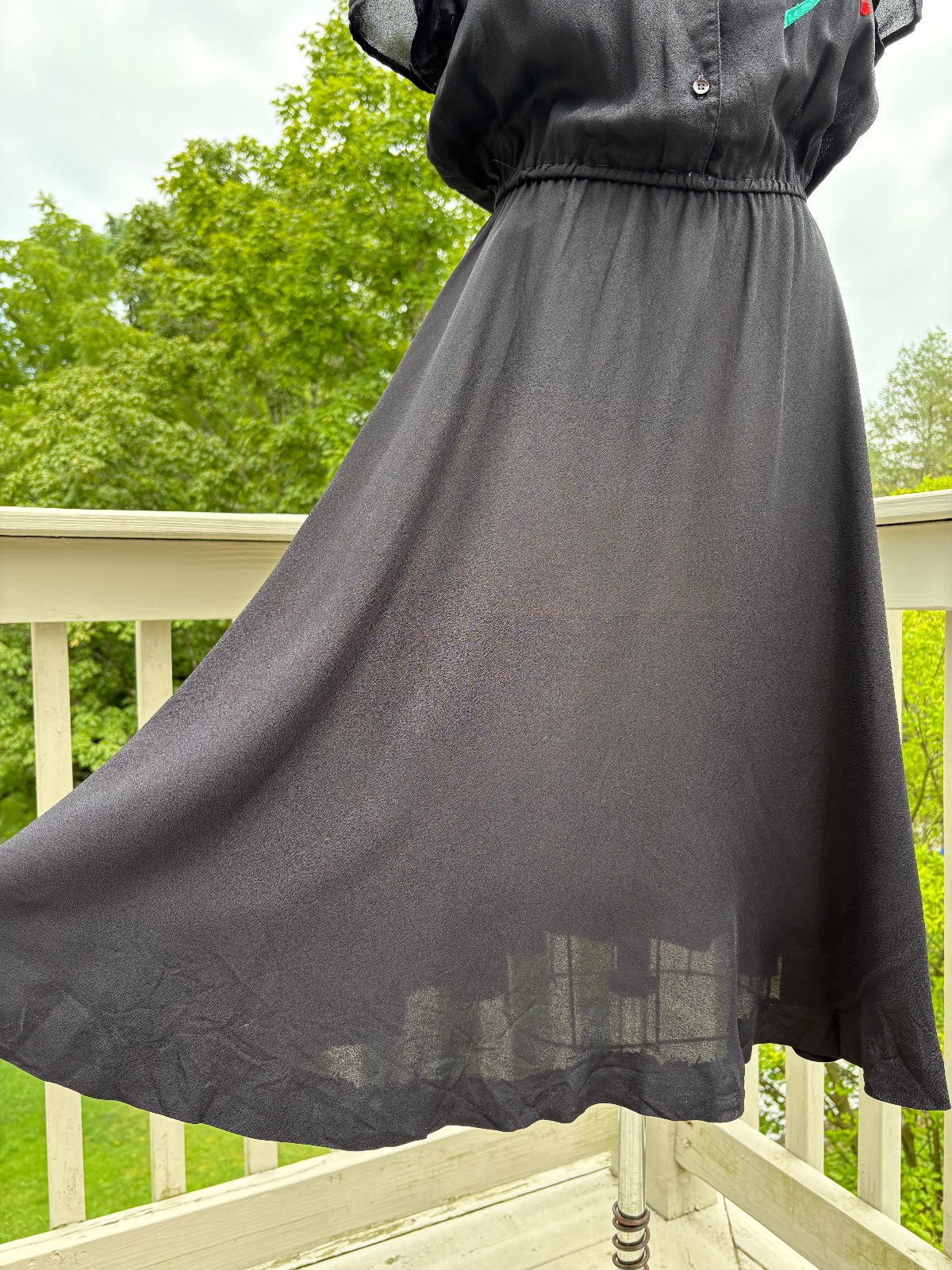 Vintage Miss Ashlee 1940s 50s Inspired Shirt Dress Medium Black Red Rockabilly