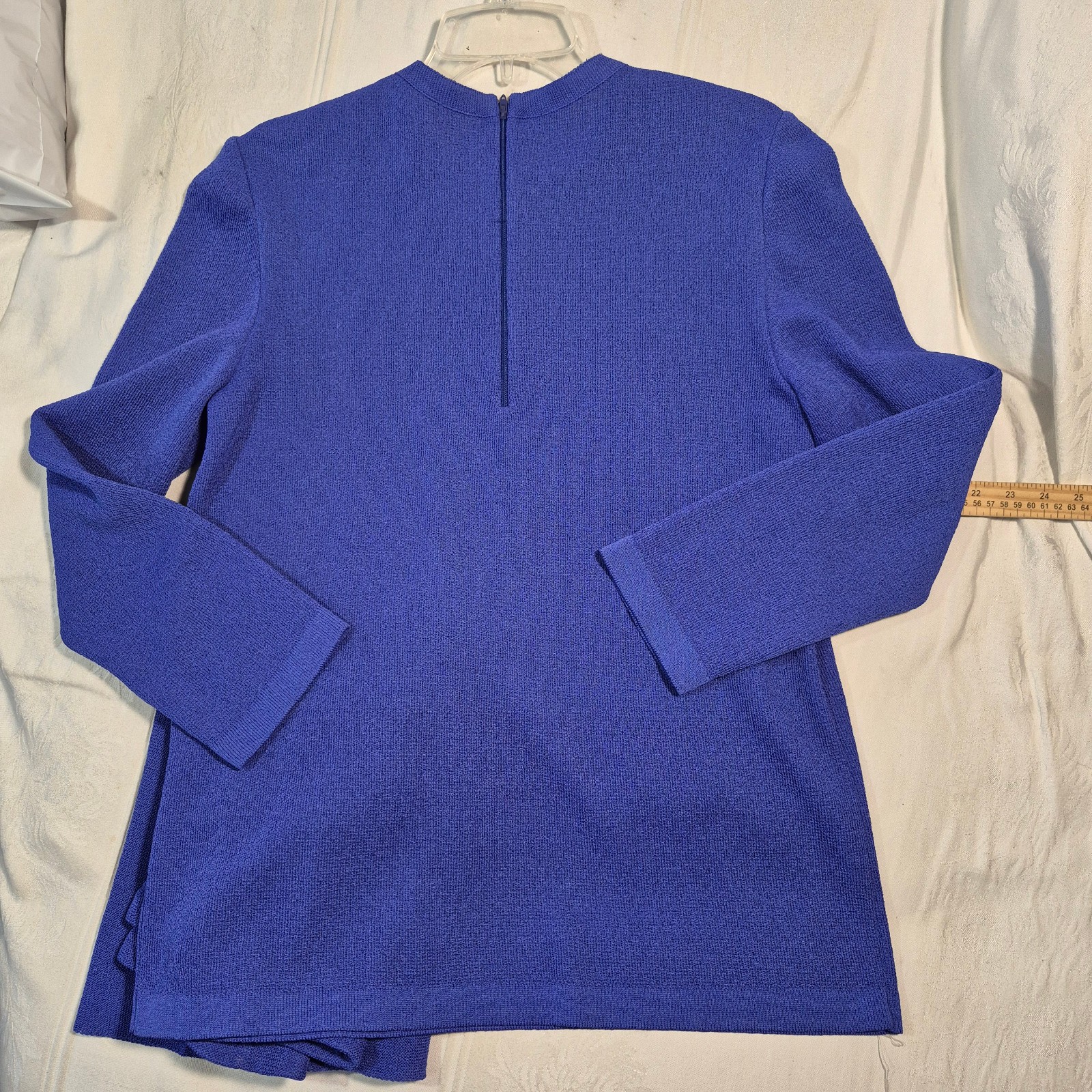 Vtg Castleberry Knit Skirt Suit Set Womens 14 Royal Blue Gold Button 80s MINT