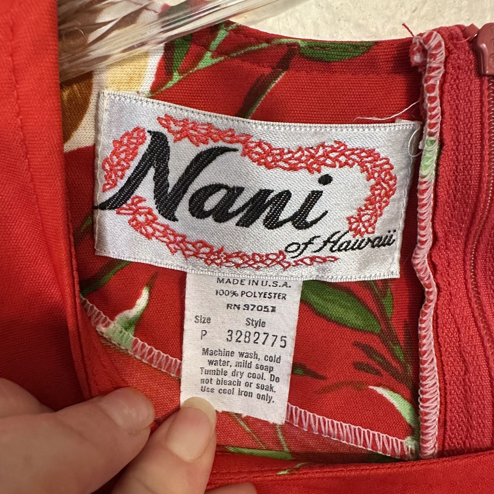 Vtg Red Floral Maxi Dress Nani Of Hawaii Short Sleeves Polyester USA Small