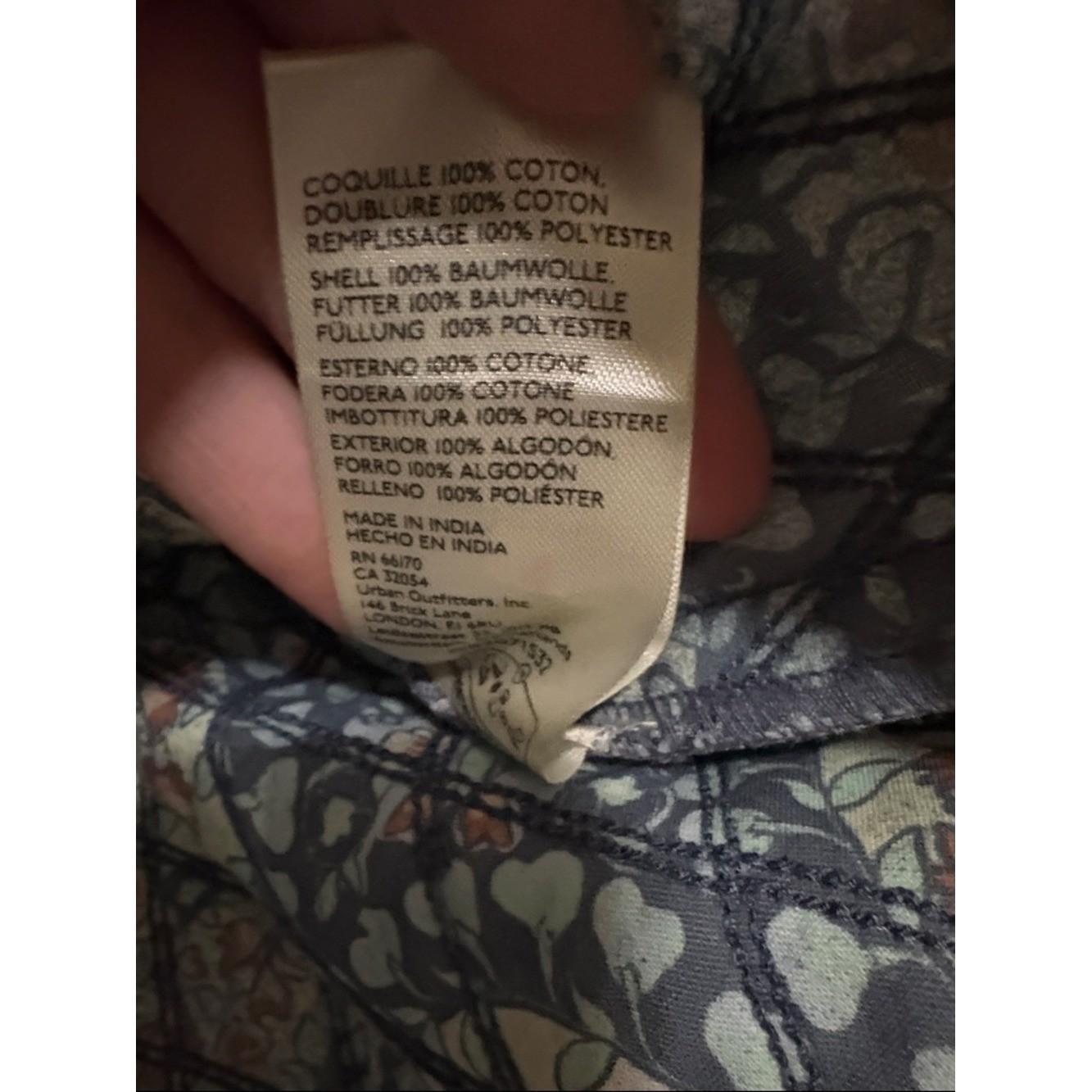 NWT Free People Quilted Floral Mini Skirt in Blue and Cream