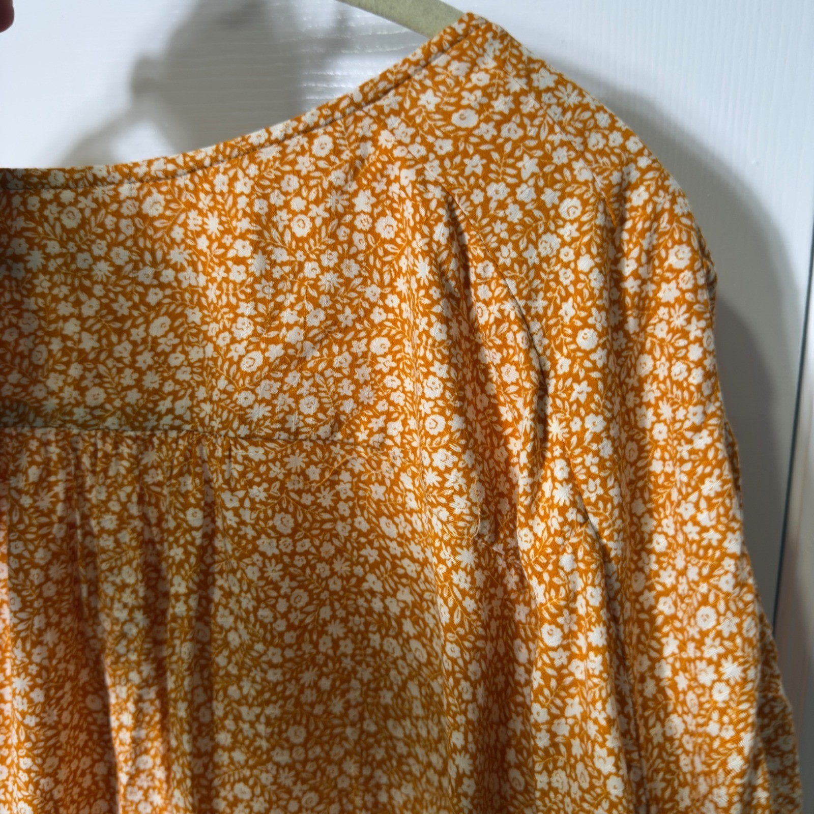 Anthropologie Maeve Venice Floral Peasant Blouse Mustard Orange Medium