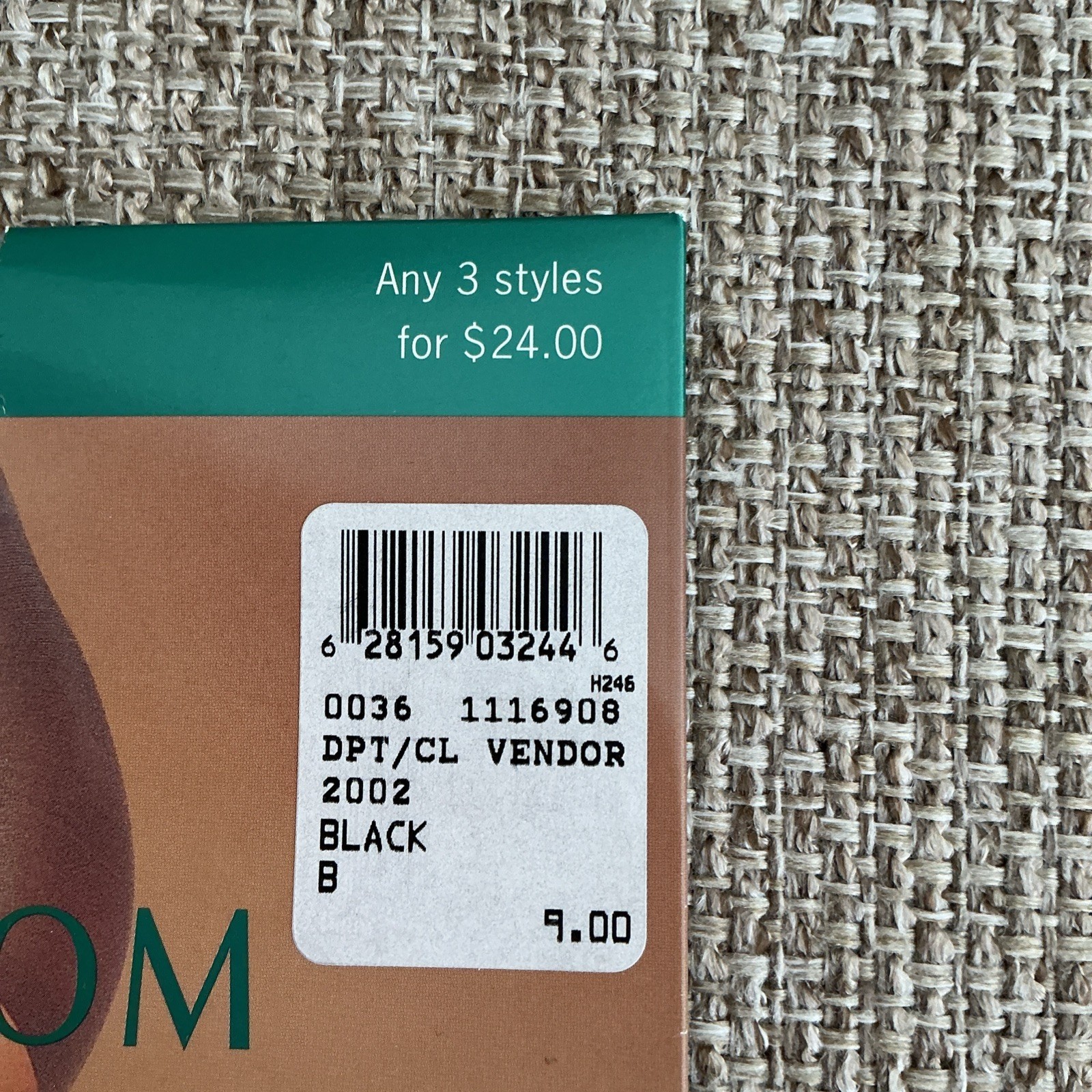 Vintage Pantyhose Rare Nordstrom Sheer Color Black Size B Sheer, Control,