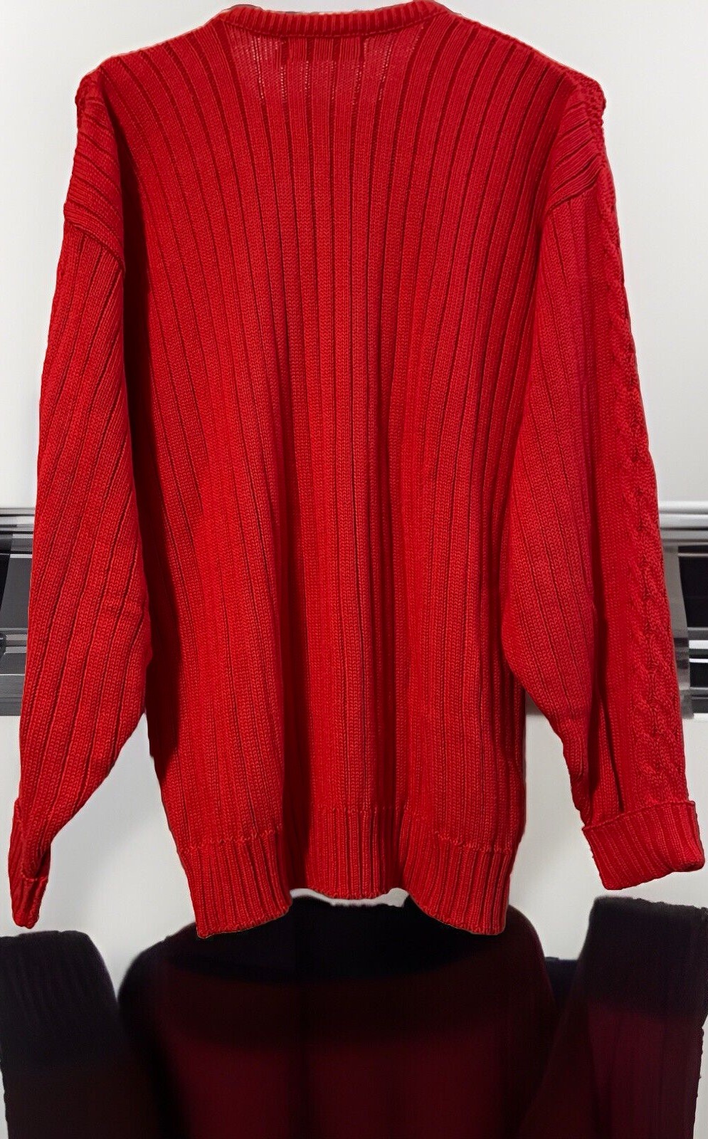 Vintage Jantzen Sweater Women Size XLT Red Crew Neck Cable Knit Fisherman Heavy