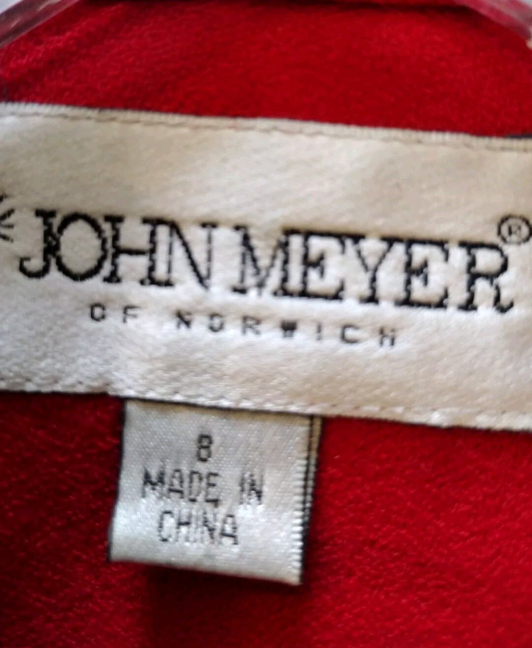 Vintage 1990s John Meyer of Norwick 2pc Red Jacket Faux Fur Cuffs Button Size 8P