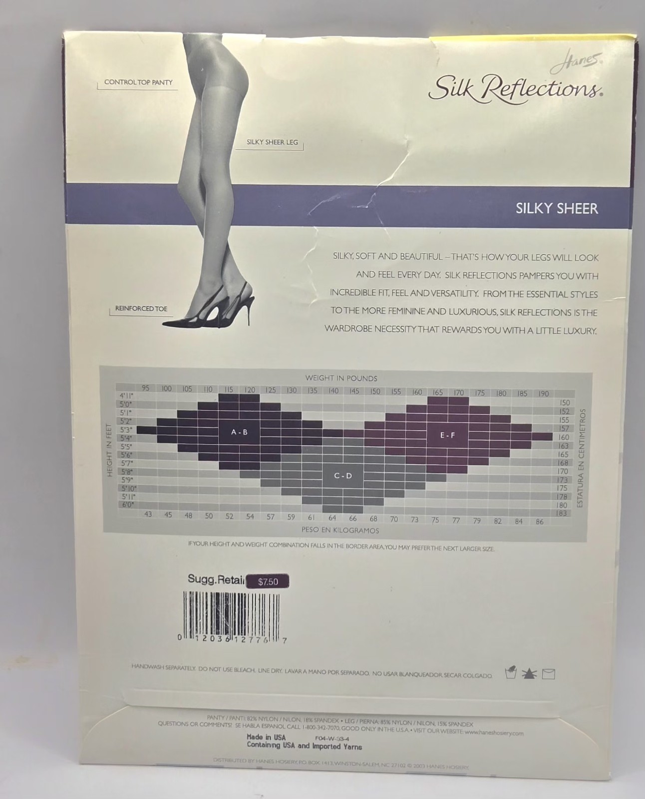 NOS-Hanes Silk Reflections Pantyhose Size CD Control Top Classic Navy Nylons