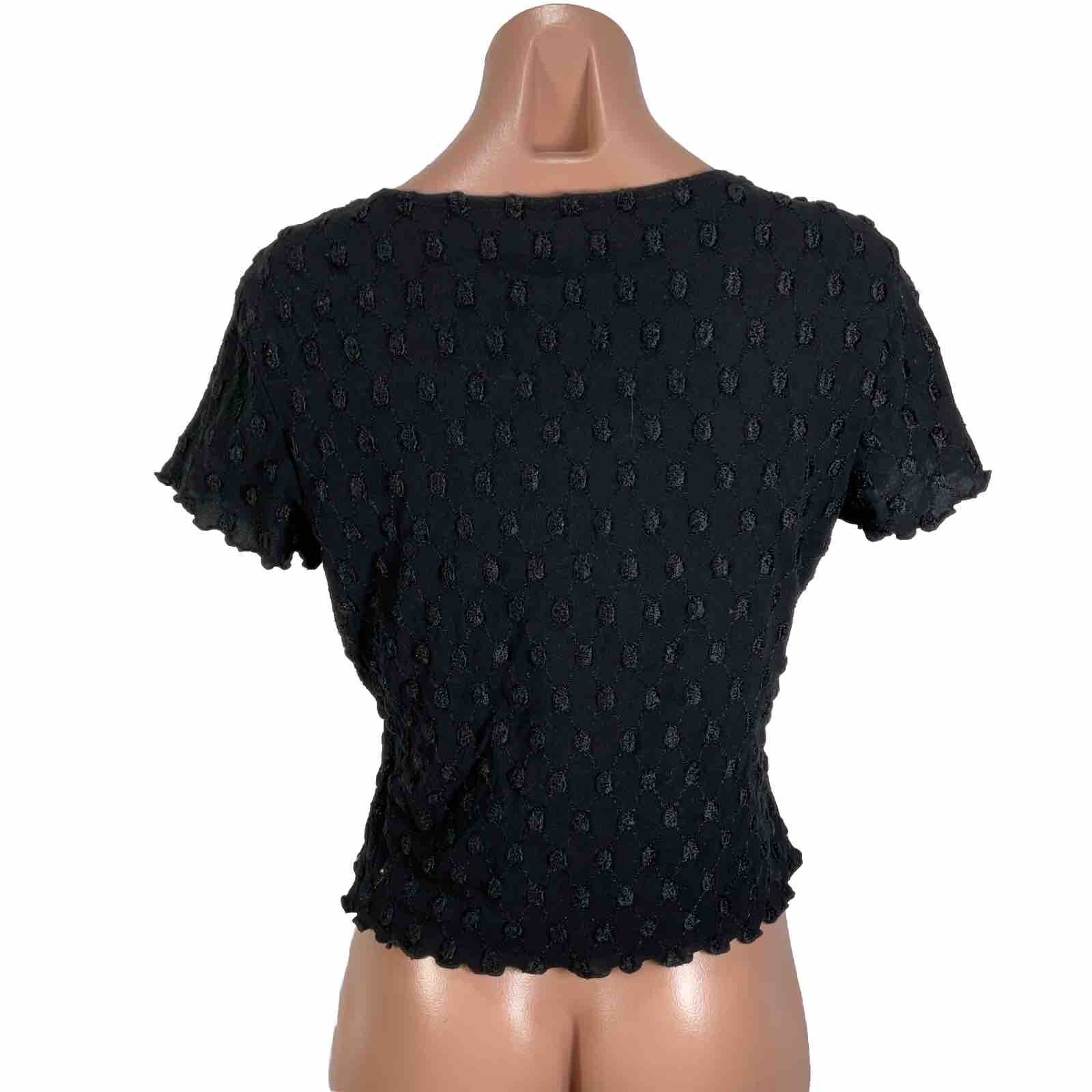 Y2K Vintage Bolero Shrug Crop Cardigan Sweater L Black Boho Fairy Grunge USA