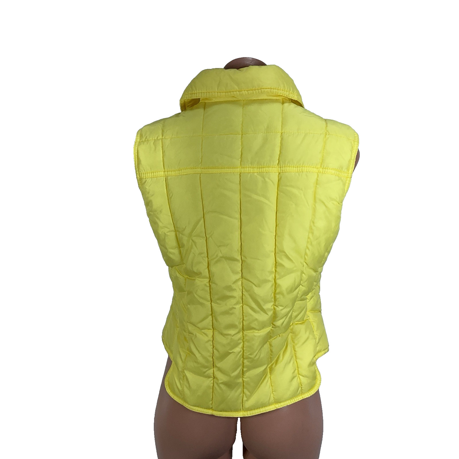 Vintage 70s Number 1 Sun Yellow Puffer Ski Snow Vest Womens M Hong Kong
