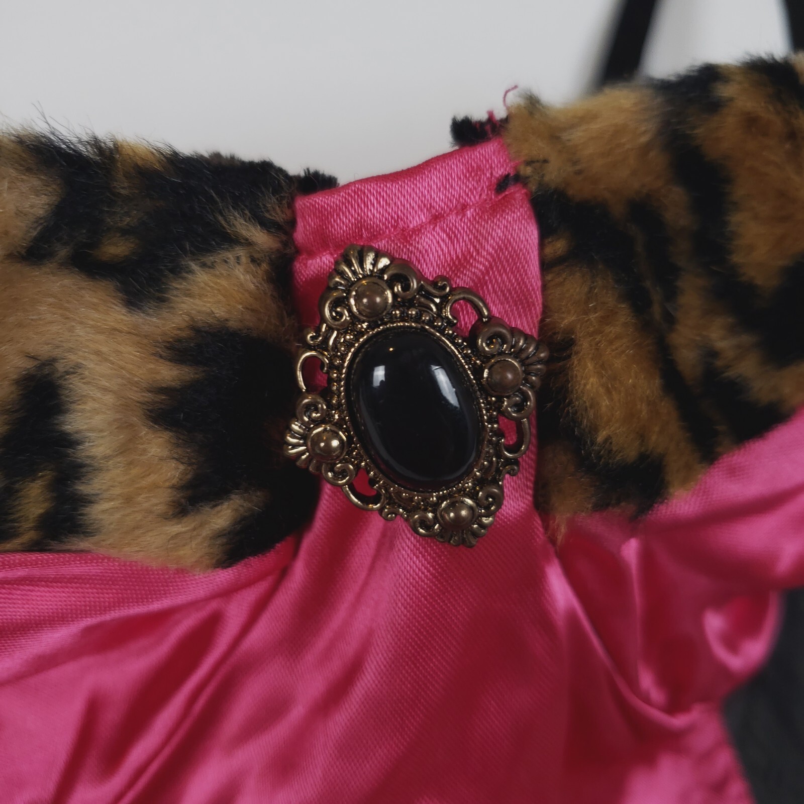 Vintage Sachet Satin Teddy Womens Medium Lingerie Faux Fur Trim Hi-Cut NOS