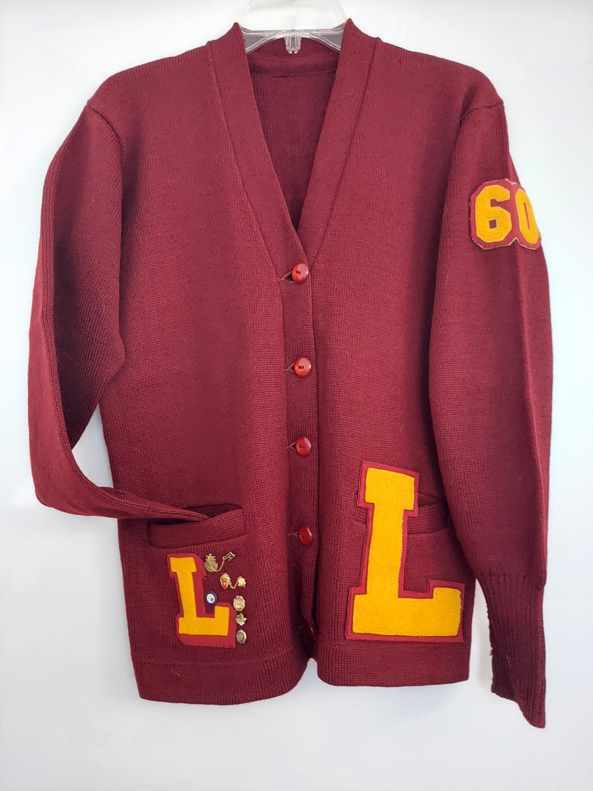 Vintage 1959 California Wool Varsity Letter Sweater with Original Pins