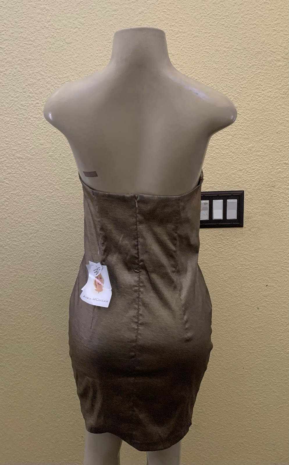 VTG NWT Mint Jessica McClintock Size 12 Golden Color Strapless Mini Dress