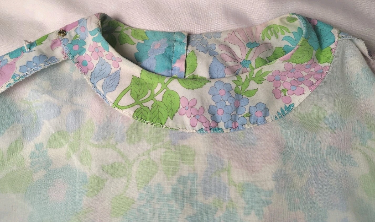 Tanner Of North Carolina Dress Dorothy Cox Cotton Shift Sz 16 Blue Green 1960s
