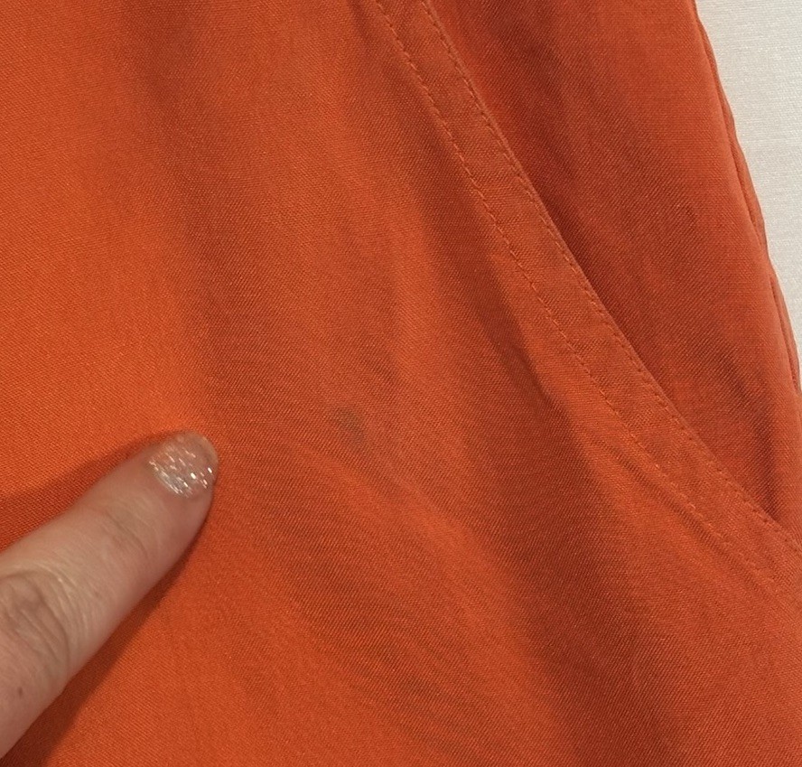 Vintage 100% Silk Orange High Waisted Pleated Trouser Pants Classic Colorful