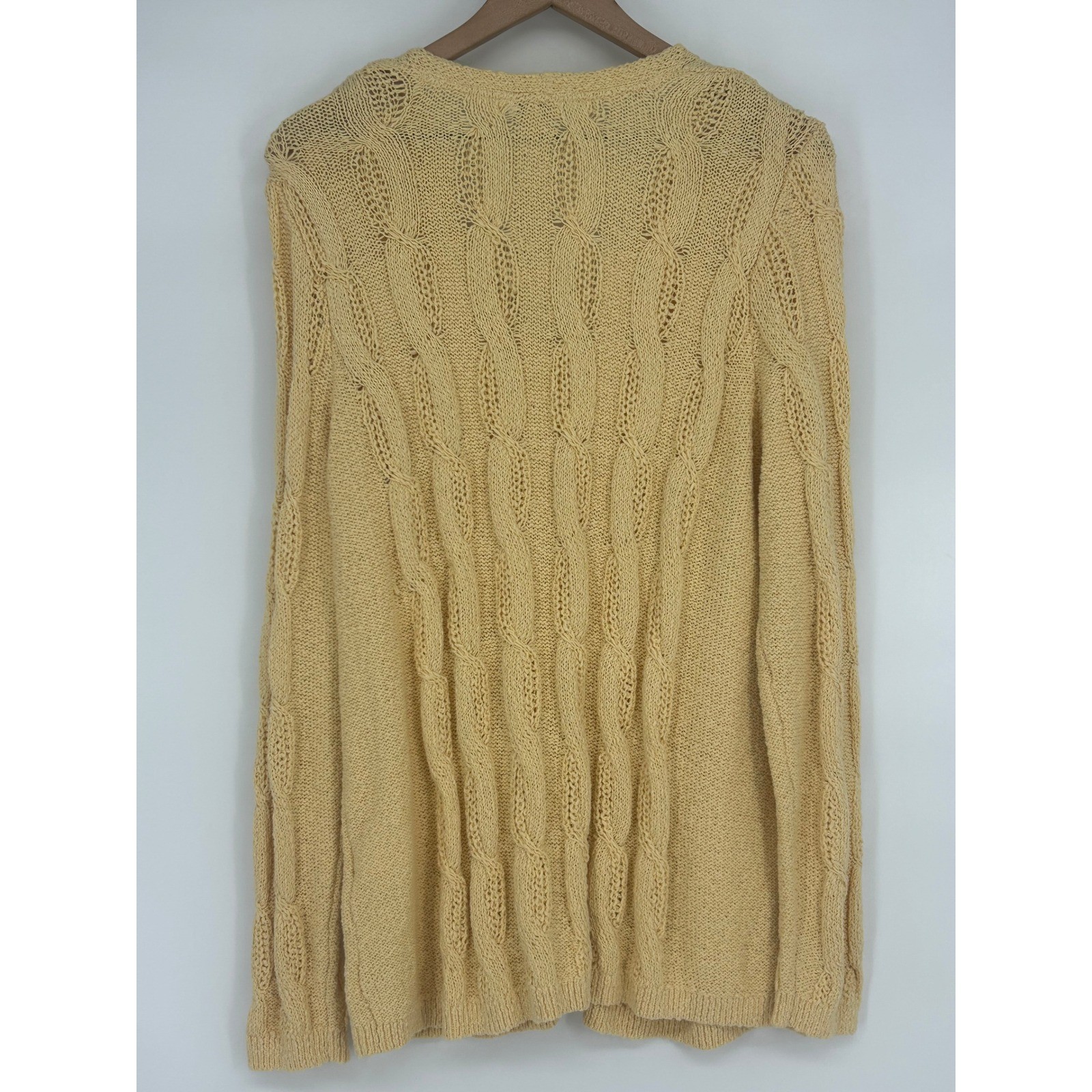 „NWT” J. Jill Women’s Cable Knit V-Neck Sweater In Sunshine Yellow- Size Large