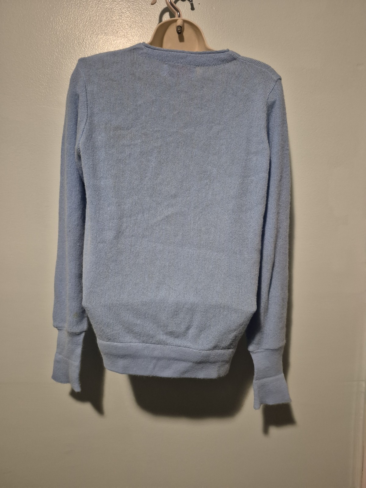 Vintage Lady Pickering Blue V Neck Crest Sweater Women’s Sz M Old School