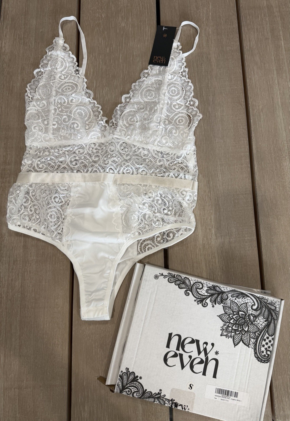 New Even White Small Lingerie Teddy Bodysuit Lace Boho Chic Sexy Festival Wear