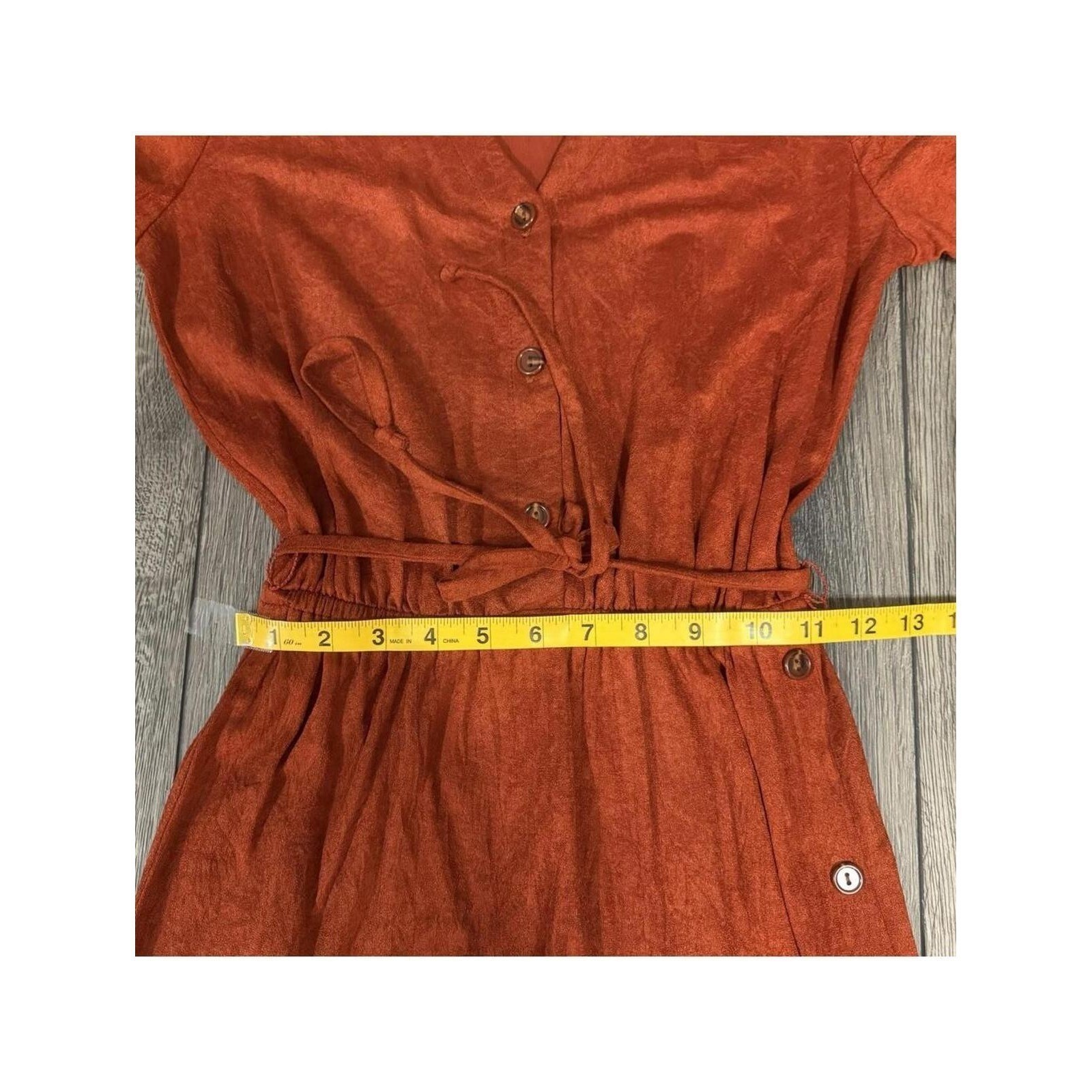 Frederick’s of Hollywood Faux Suede Button Midi Dress Terracotta S Vintage Boho