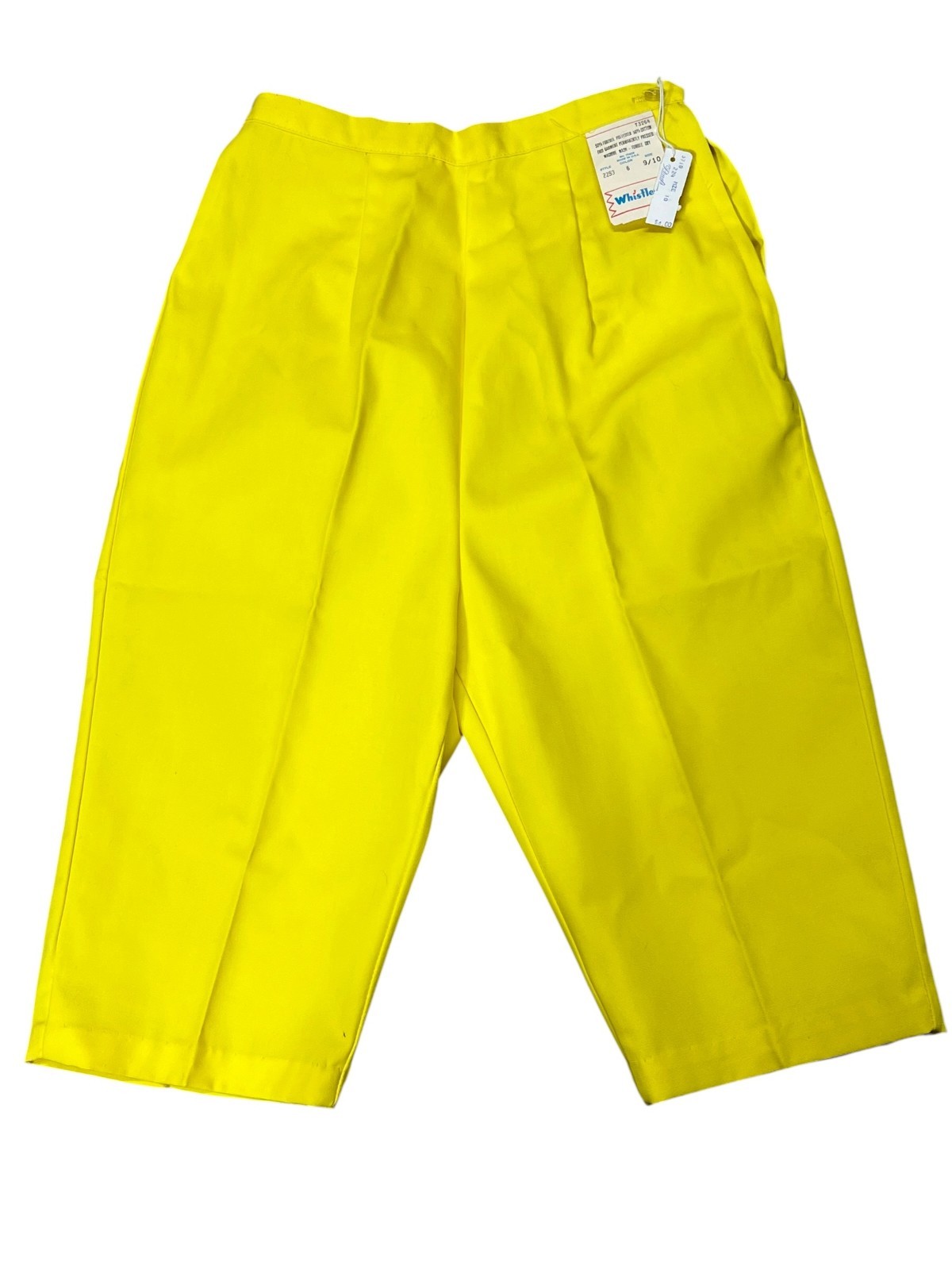 NOS Sz M Vtg 50s 60s YELLOW PEDAL PUSHERS Shorts High WAIST Capris Rockabilly