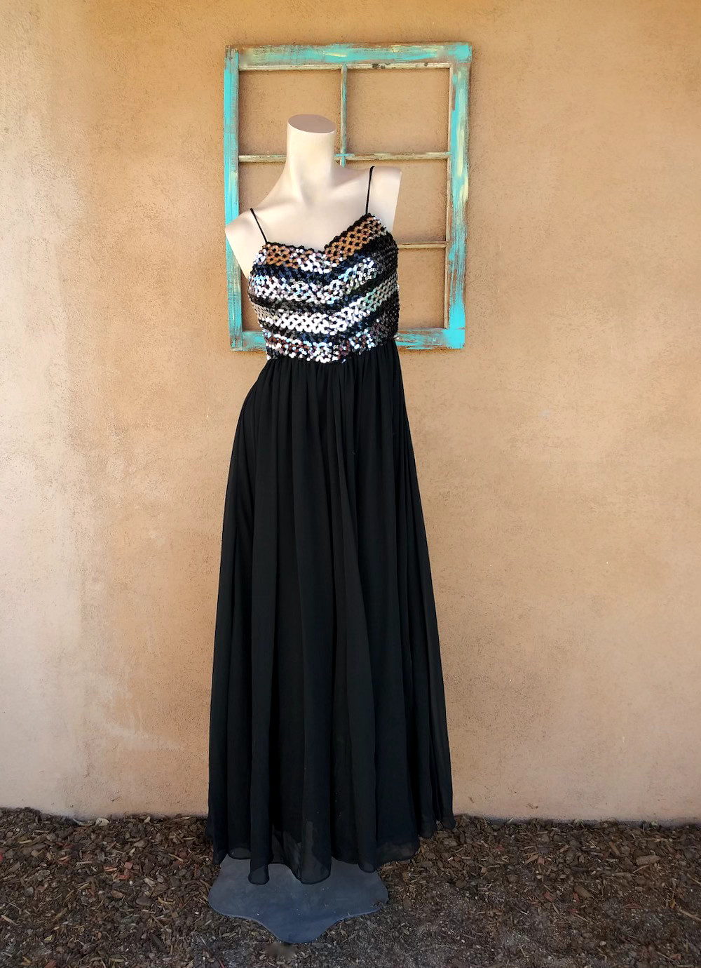 Vintage Joy Stevens Dress Sequined Disco Skinny Straps Sz