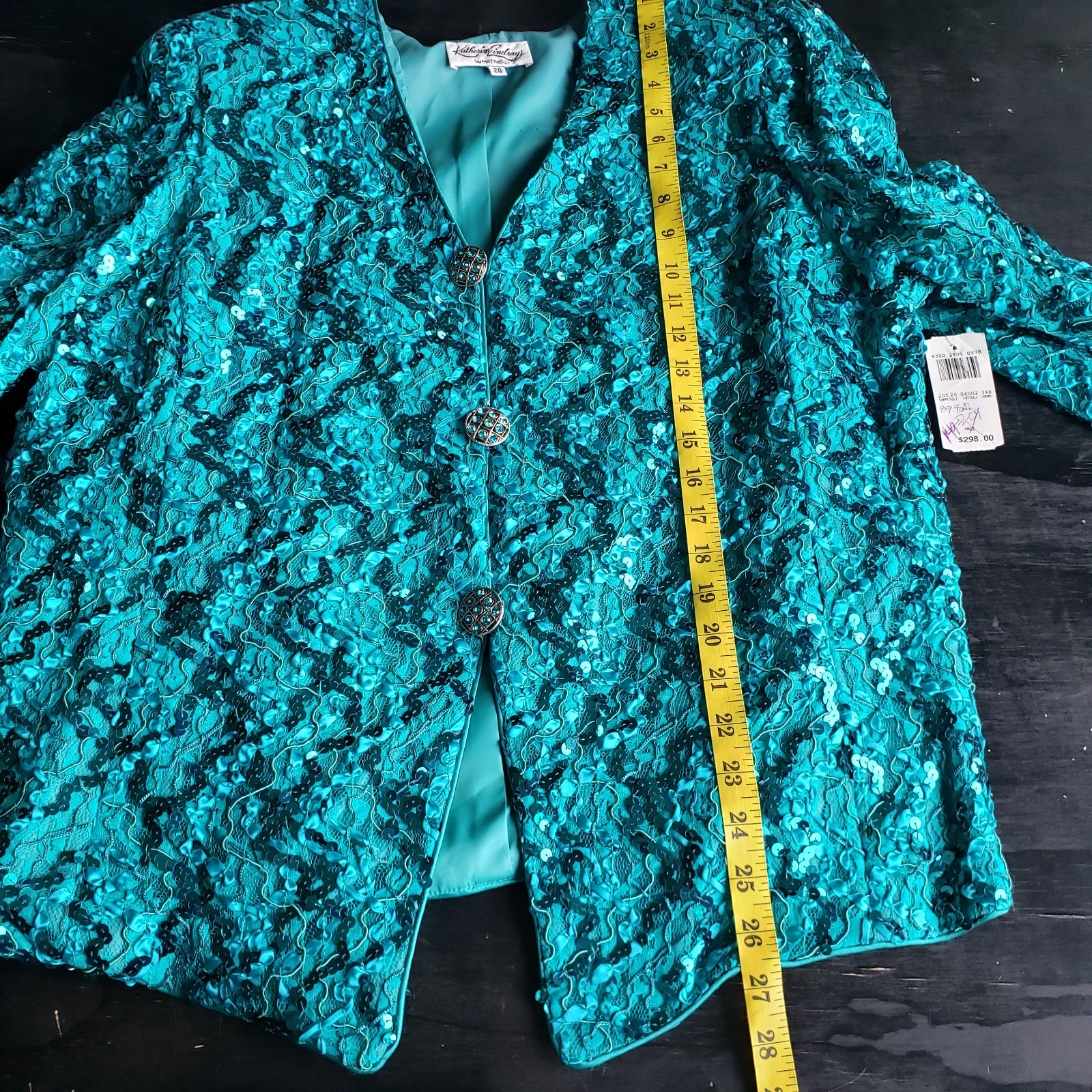 Green Sequin Jacket 20W Katherine Lindsay By Matthew Evening Party Glam Cocktail