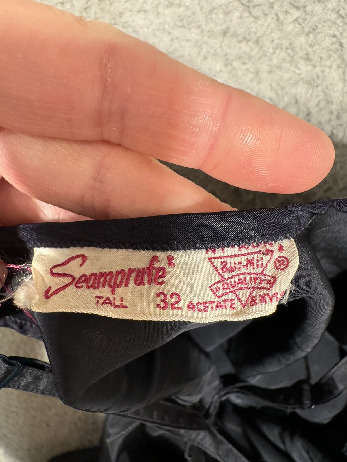 Vintage Seamprufe Black Slip Dress Acetate Size 32 Tall 1950s Adustable