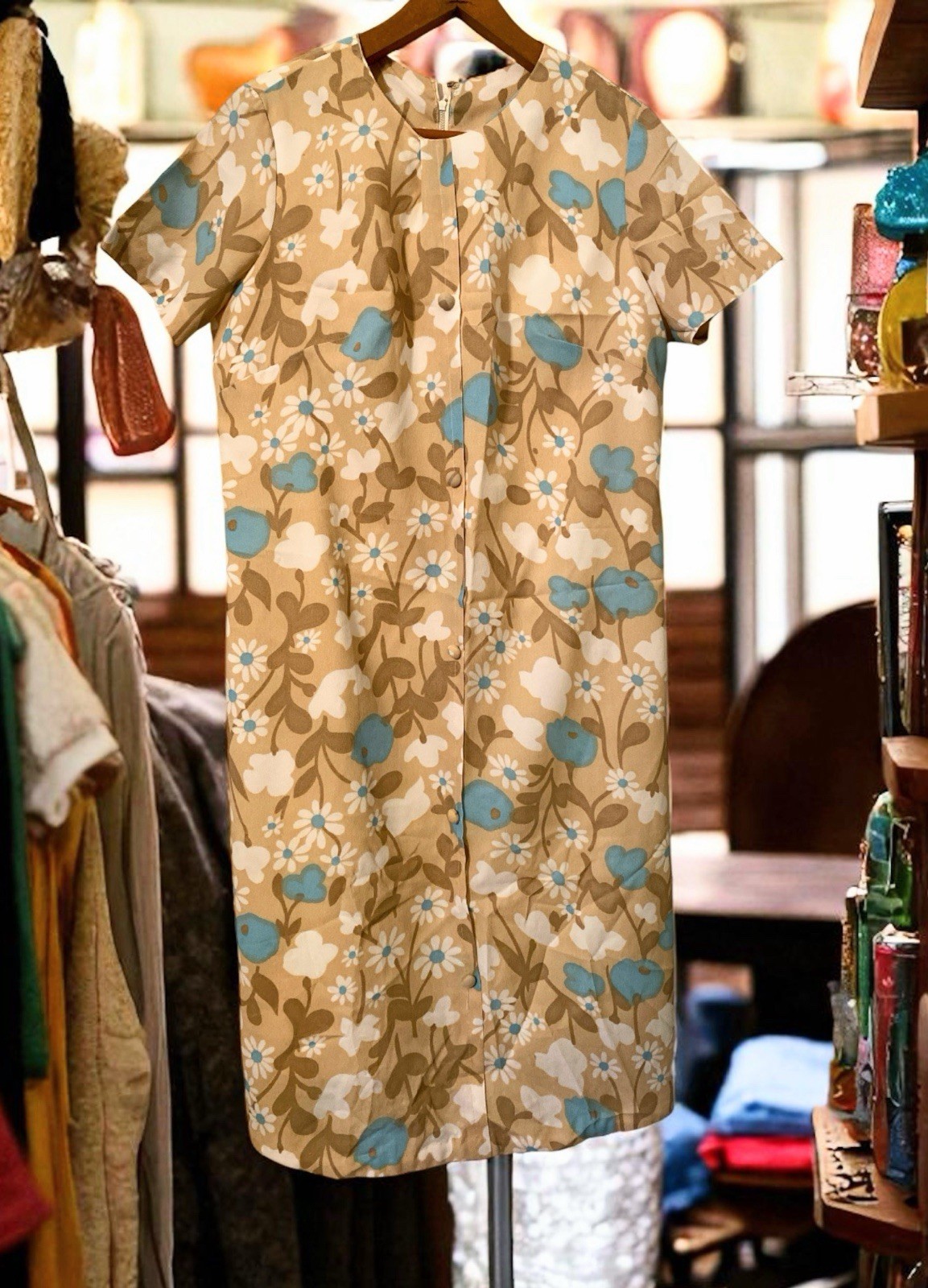 60s Mod floral mid length dress