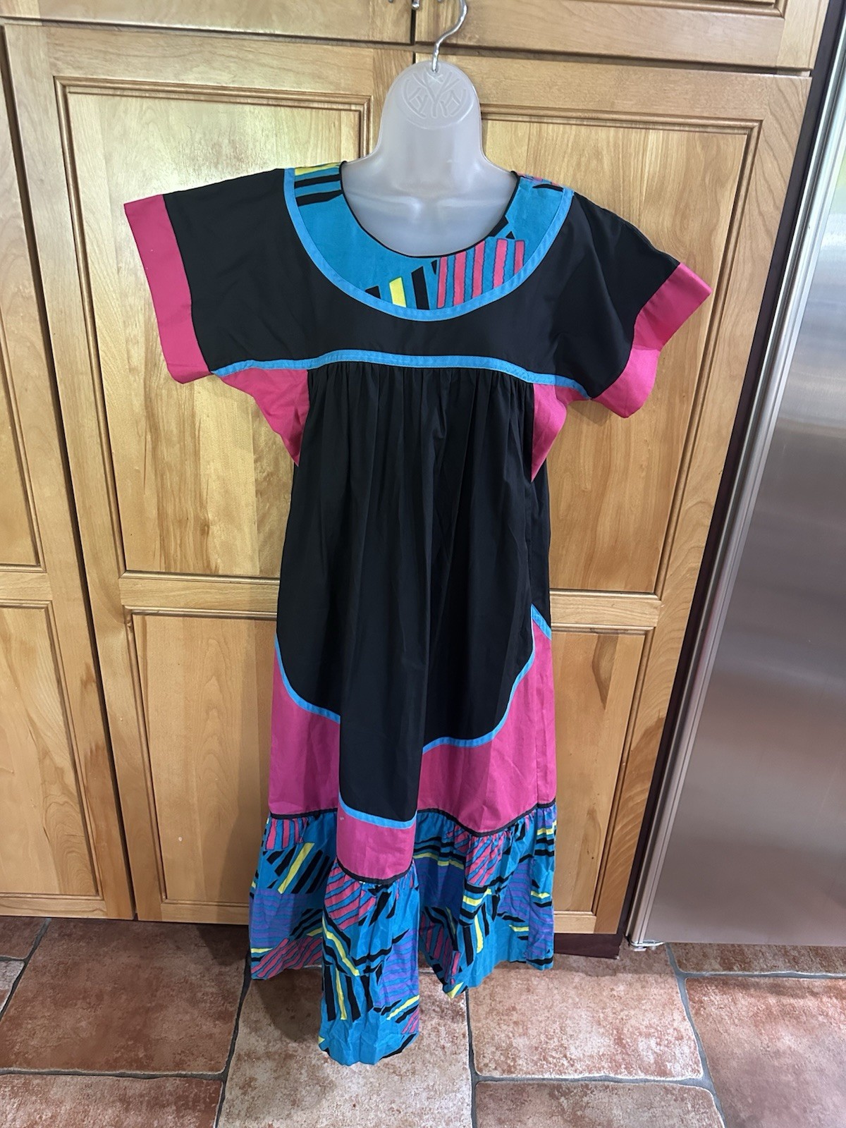 Vintage 90s Hawaiian S 40” Muumuu Liberty House S Color Block Dress