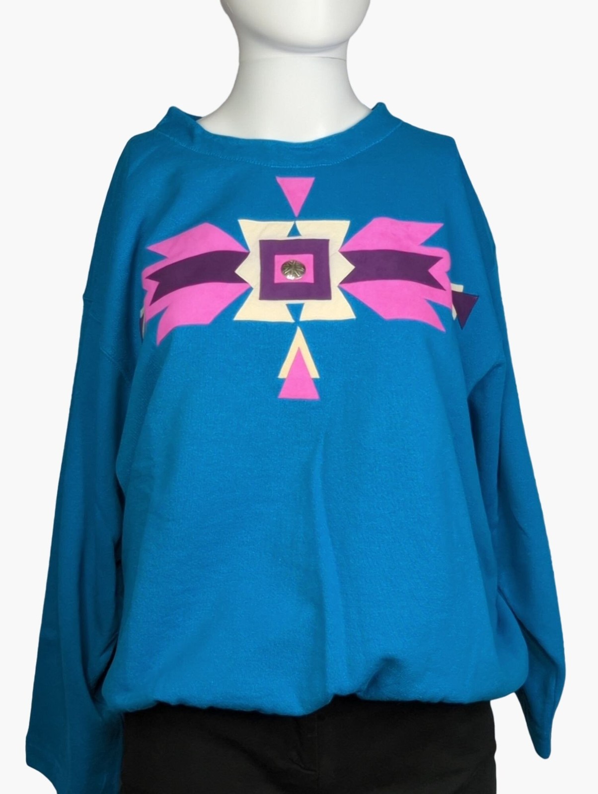 Vintage Sedona Stitchery Womens Large Sweatshirt Suede Tribal Applique