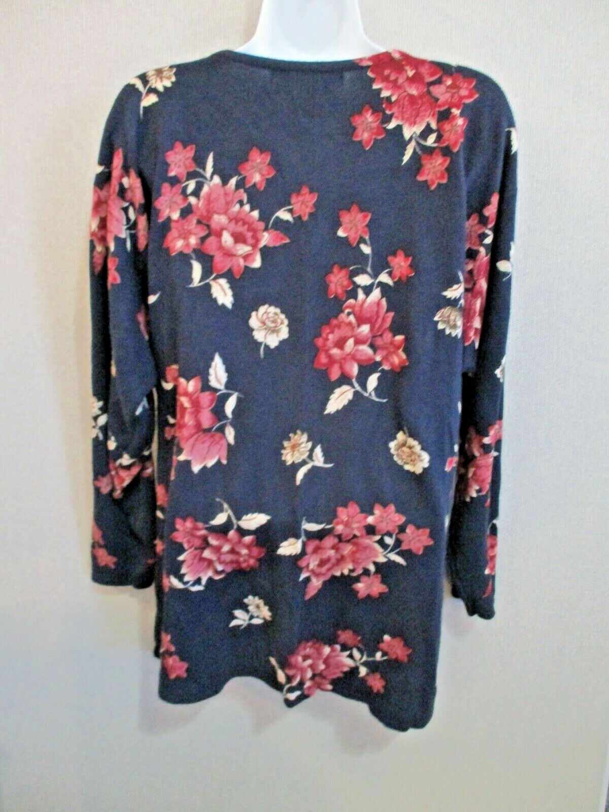 Vintage Chrysantheme Sweater Plus Size 1X Floral Print Drop Shoulder Tunic