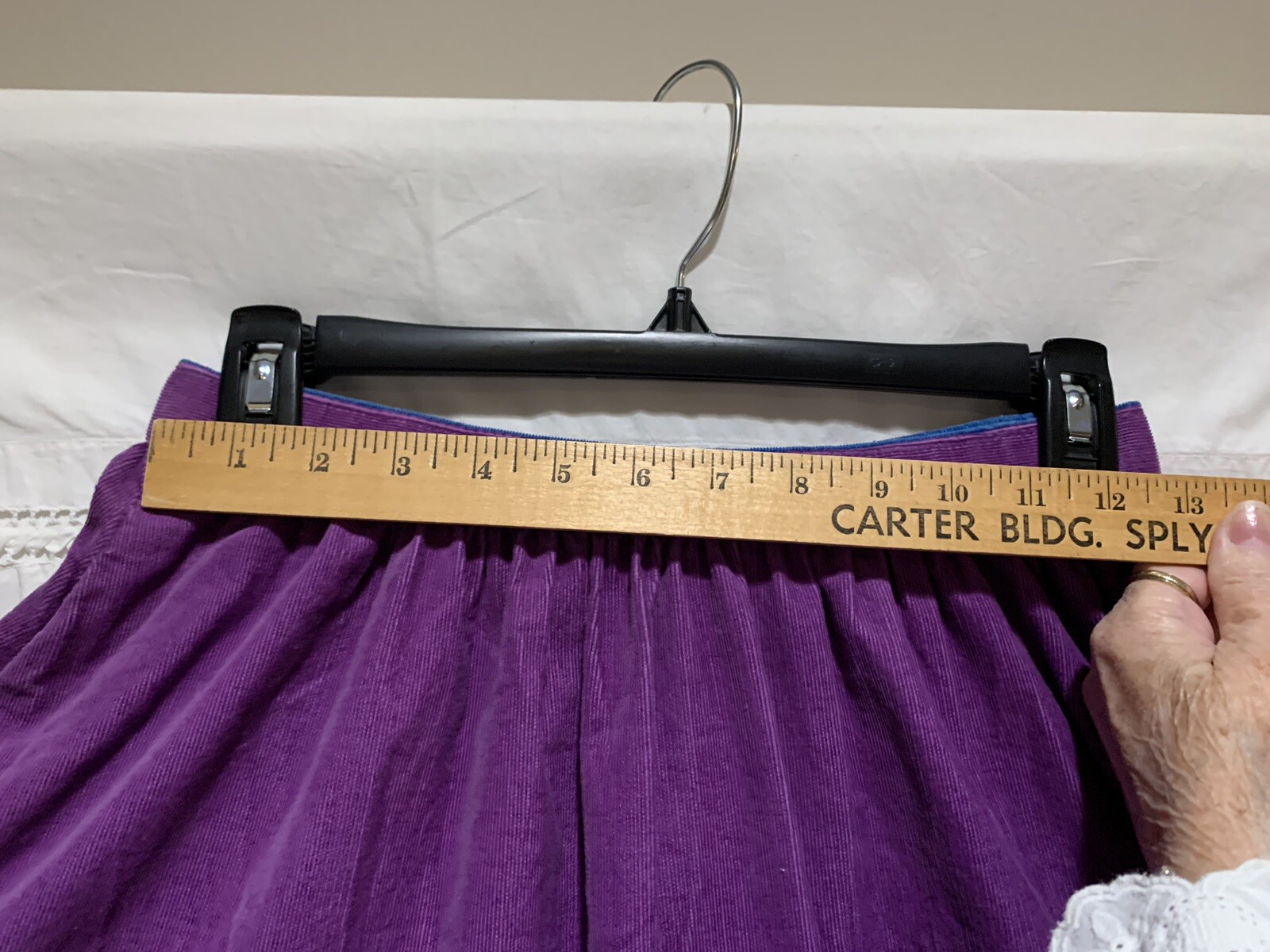 ❤️Vintage GENE EWING BIS 80s Purple Corduroy Midi Skirt California 26” Waist