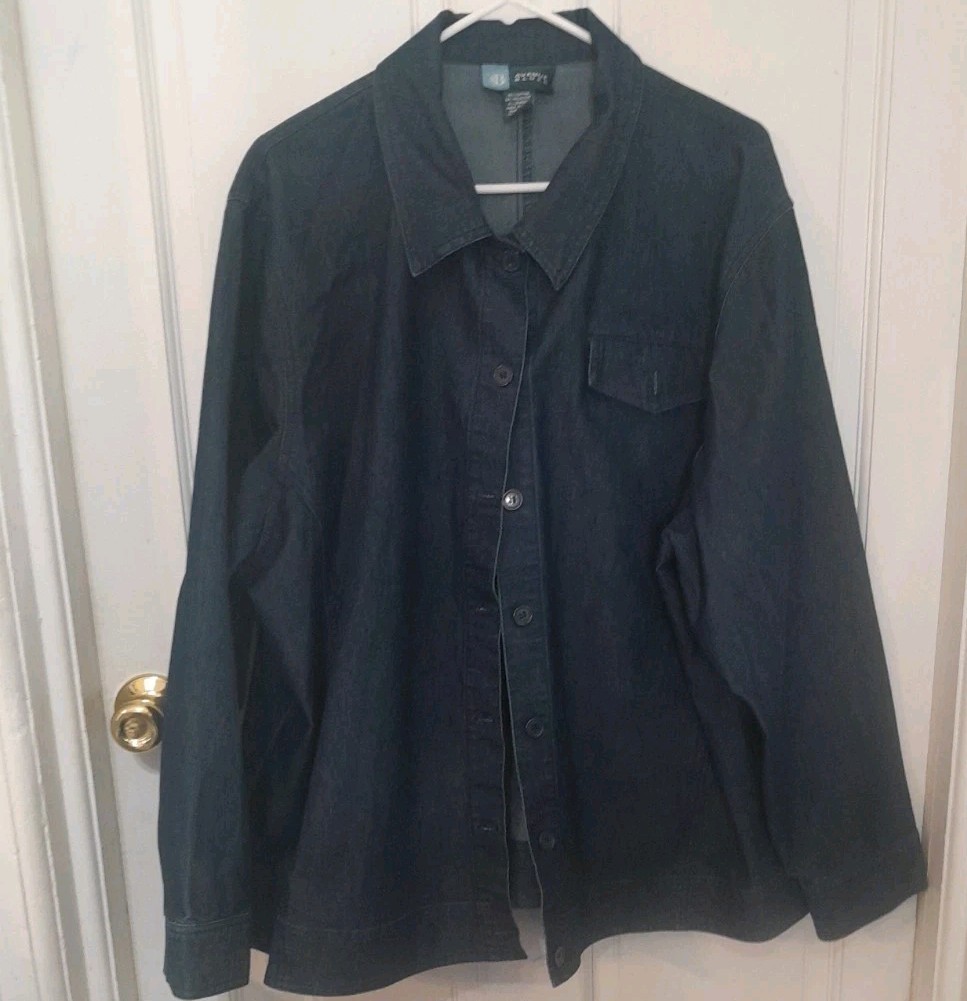 Womens Avenue Blues Jean Jacket Buttons Size 22/24 Very Nice Preowned Condition