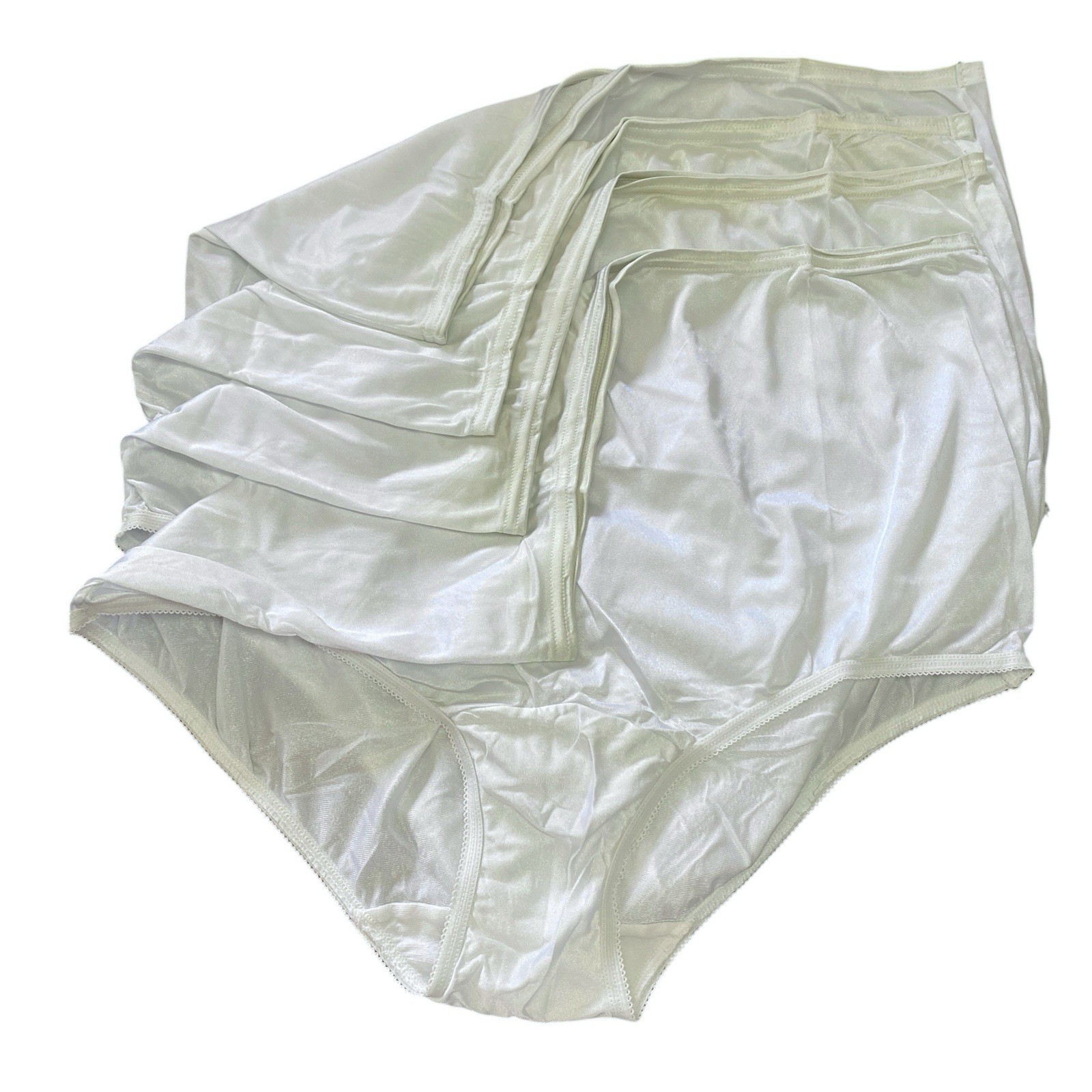 4 Vintage Vanity Fair Panties Nylon 6/42 Granny Brief Wide Gusset 15712 Ice Blue