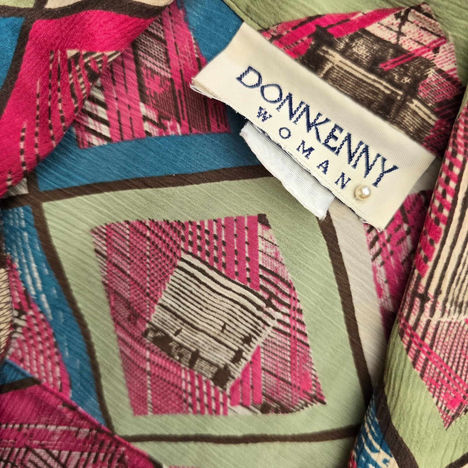 Vintage Don Kenny Geometric Polyester Blouse – Women’s Large