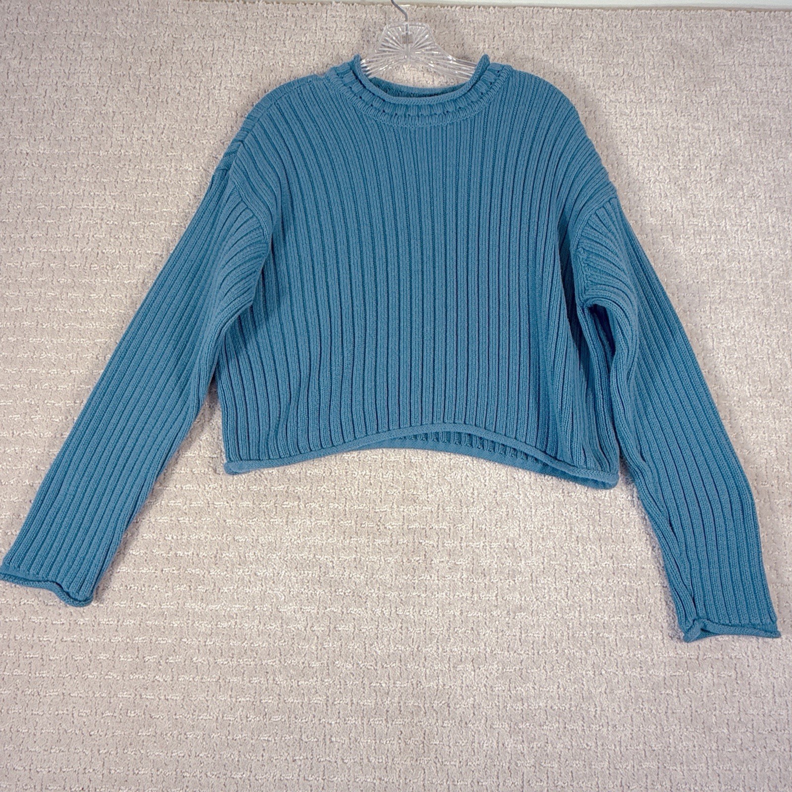 Vintage Clifford & Wills CW Blue Cropped Ribbed Sweater Large New Packaging