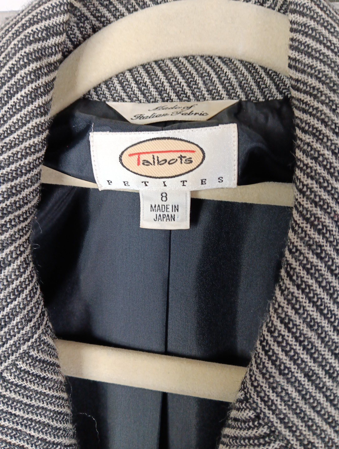 Wool Blazer Women’s 8 Gray Black Tweed Striped Italian Career Jacket Old Money