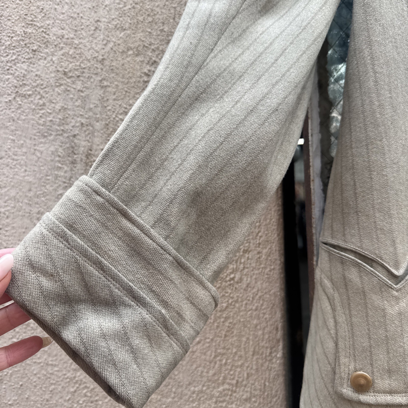 Antique Edwardian Pin Stripe Cream Coat Celluloid Buttons Darting Dress Jacket