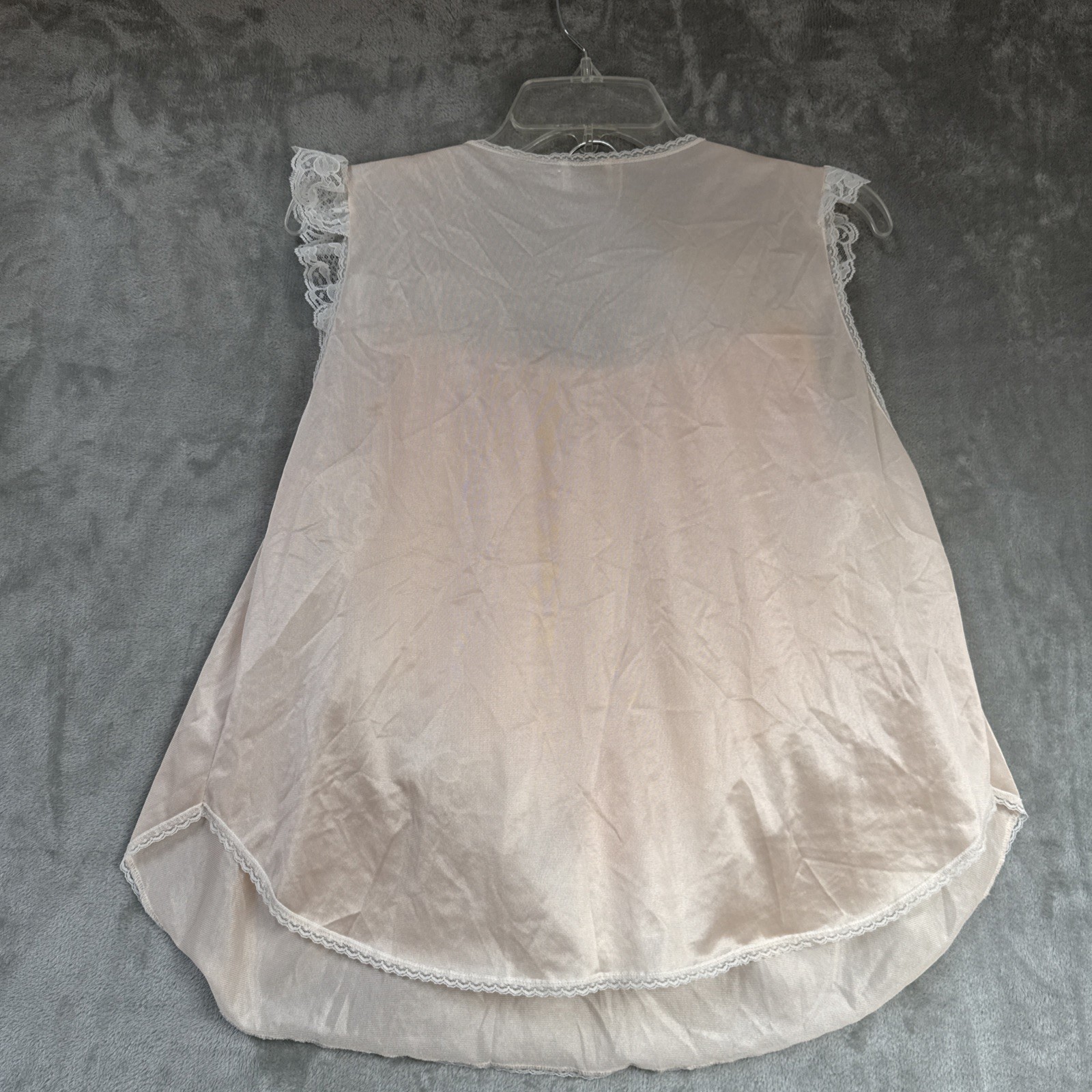 Vintage 70s Soft Moments N.Y Pink Medium Night Set Ruffled lace Collar Nylon