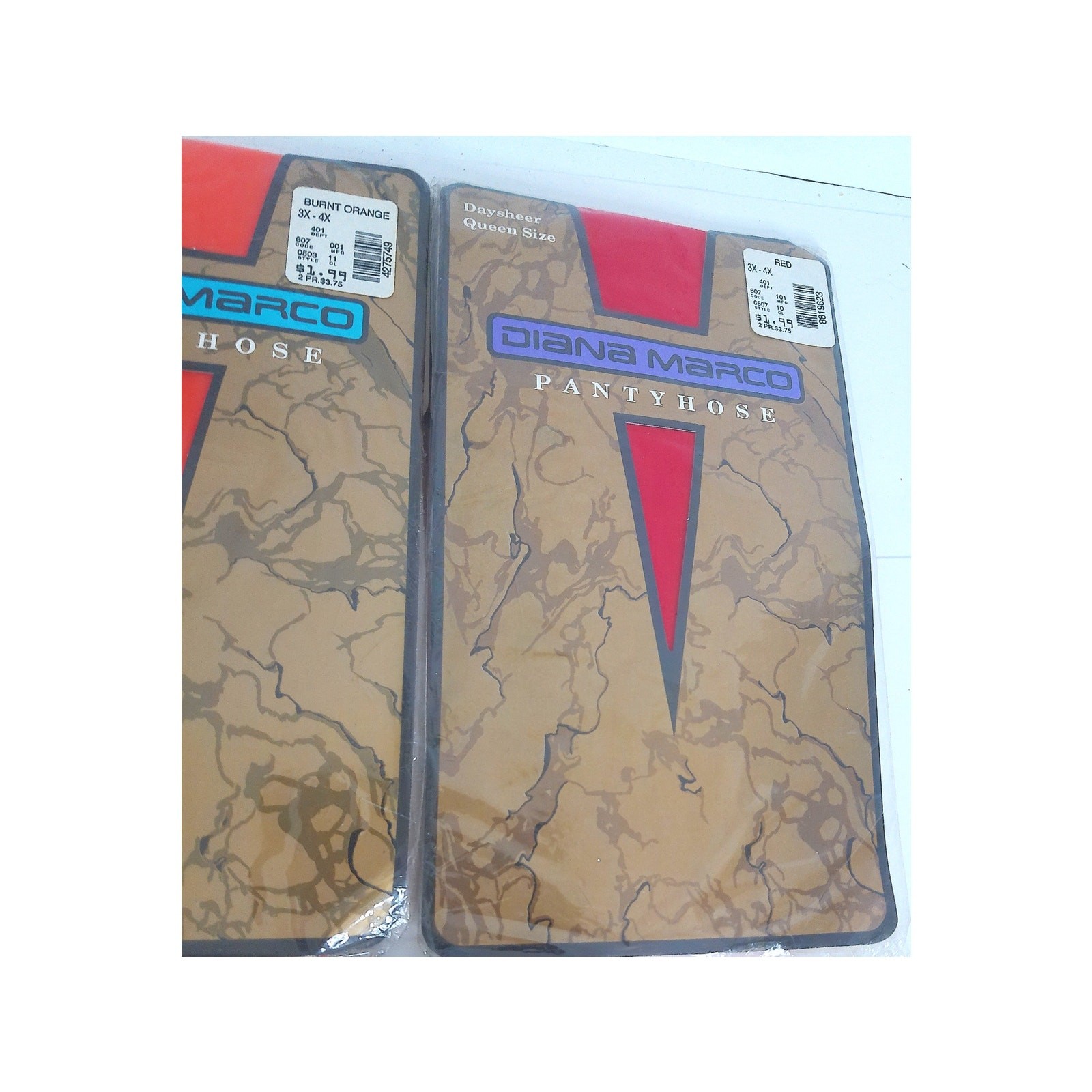 Vintage Diane Marco Pantyhose NEON Colors Queen Size Set of 2 New Old Stock NOS