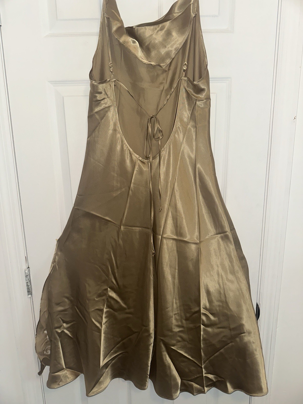 Vintage Gold Maxi Floral Dress Embroidered 90s Y2K Chic Fairy Grunge Boho Size M