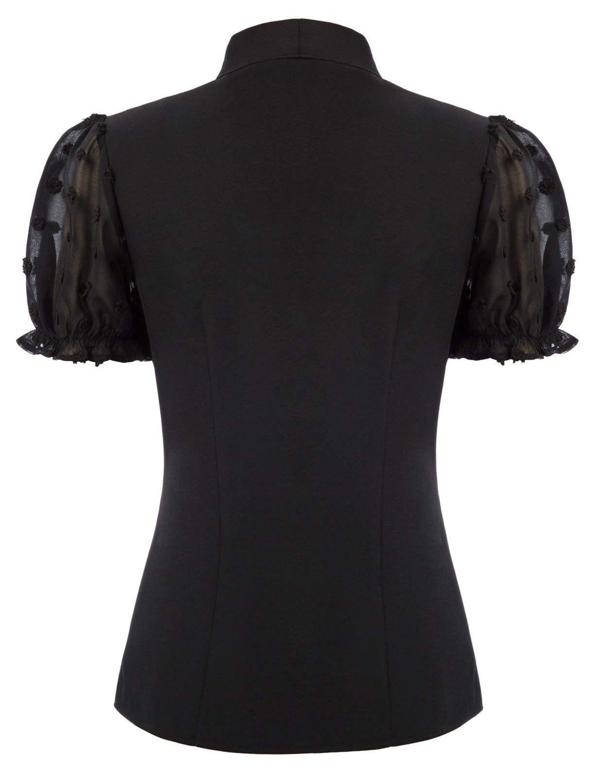 Belle Poque Womens Mesh Puff Sleeves Blouses Vintage Bow Tie Business Tops | …