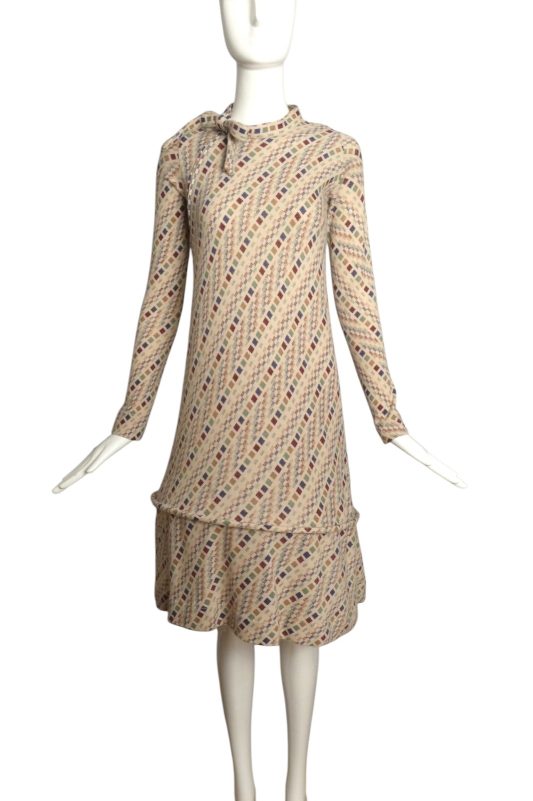 PIERRE CARDIN HAUTE COUTURE – 1980 Wool Knit Hoop Dress, Size-4