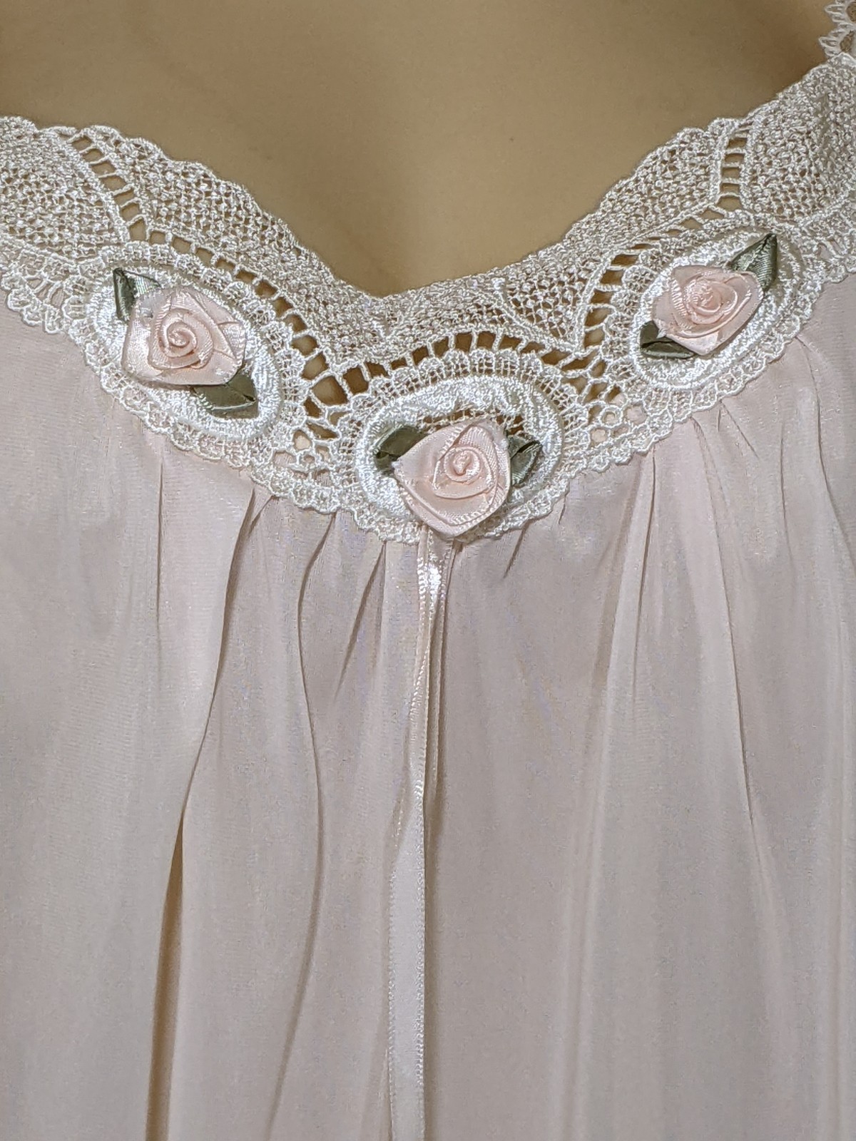 Vintage Lorraine Soft Pink Lightweight Lingerie Dress Nightgown Robe Set L
