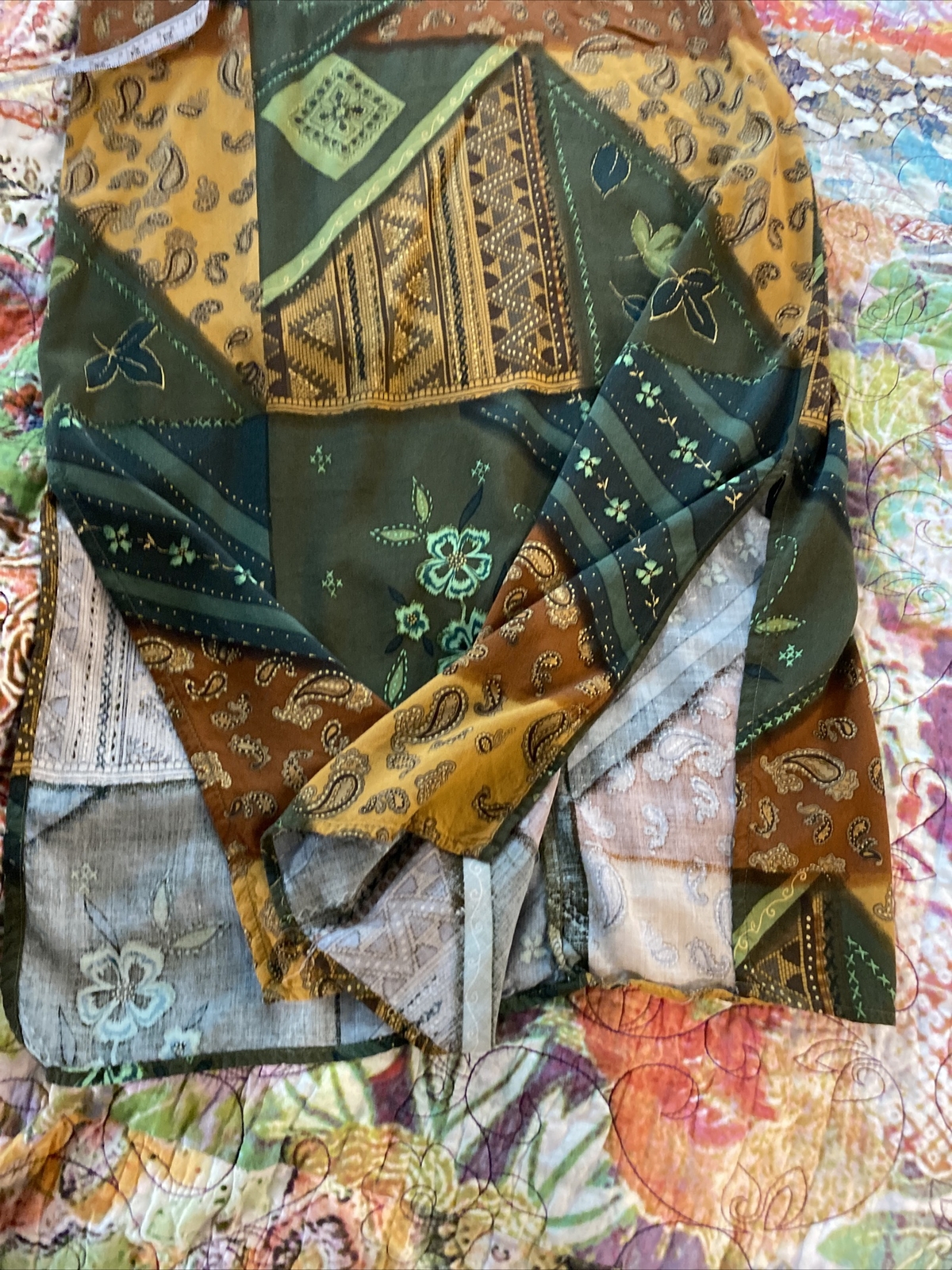 Vintage Notations Dress Maxi￼ Paisley Floral Batik M ￼90s Retro Bandana Boho