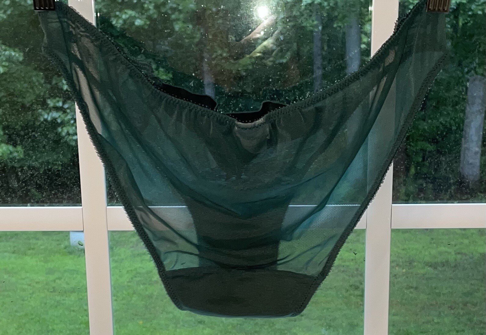 Felina Lingerie 90’s Green Lace Mesh Sheer Bikini Panties Womens M