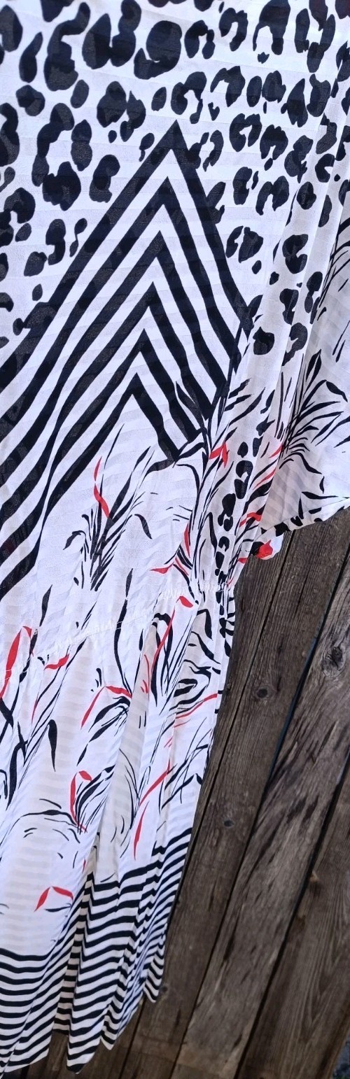 Apardi Vintage Dress Womens 42 L Red Leo Pattern Mix 80s Designer Italy Dress