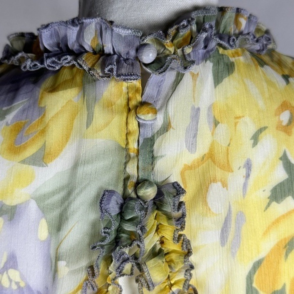 Saints + Secrets Floral Ruffle Mini Dress Open Back Cottgecore Romantic Sz M
